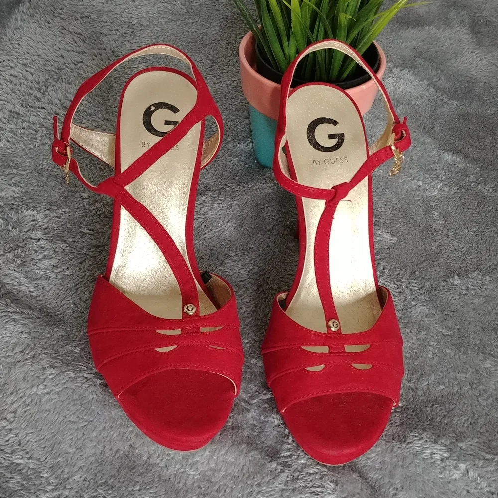 Guess Red Hot Shoes Platform Heels Size 10M